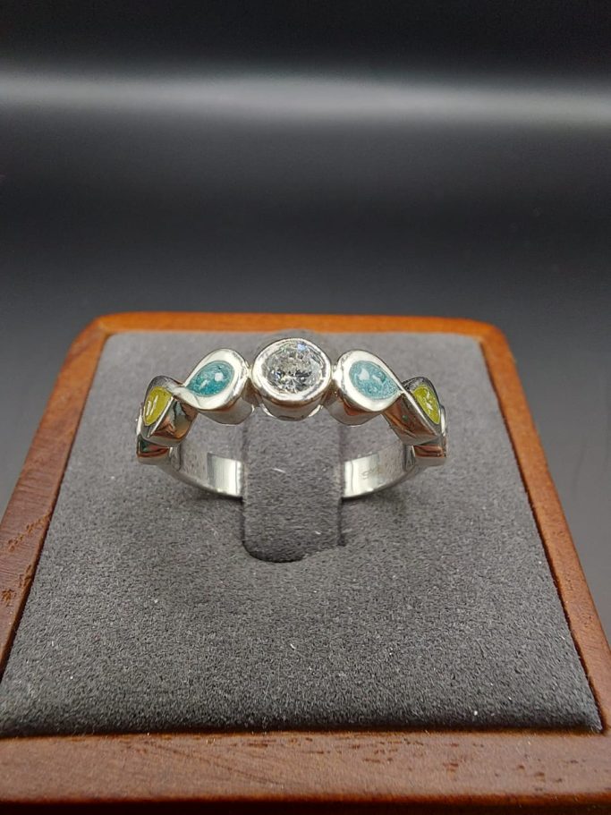 Almond Band Ring With CZ
